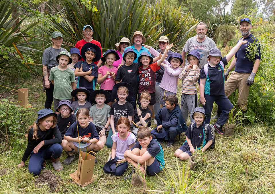 West Eyreton students plant 250 seedlings at Bennetts Stream
